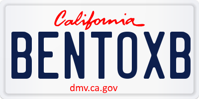 CA license plate BENTOXB