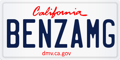 CA license plate BENZAMG