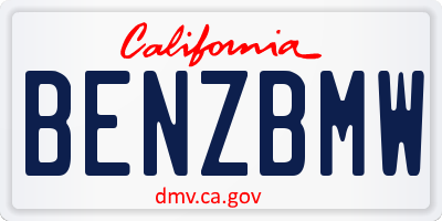 CA license plate BENZBMW