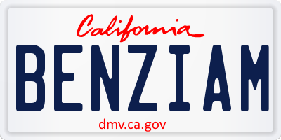 CA license plate BENZIAM