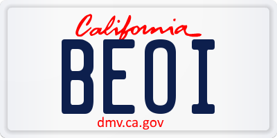 CA license plate BEOI