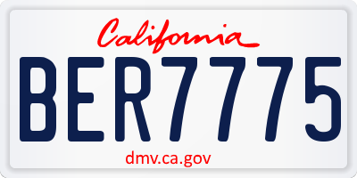 CA license plate BER7775