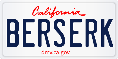 CA license plate BERSERK