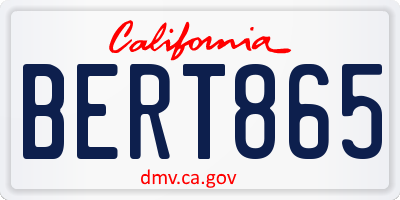 CA license plate BERT865