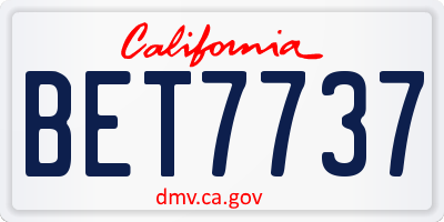 CA license plate BET7737