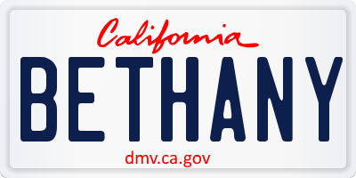 CA license plate BETHANY