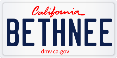 CA license plate BETHNEE