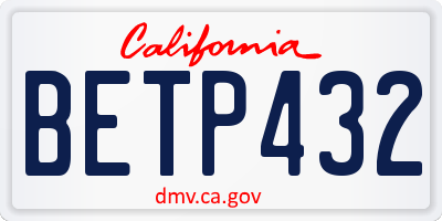 CA license plate BETP432