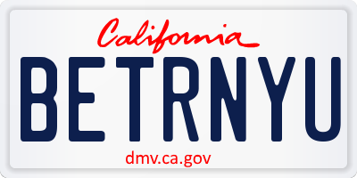 CA license plate BETRNYU