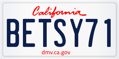 CA license plate BETSY71