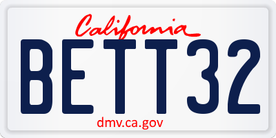 CA license plate BETT32