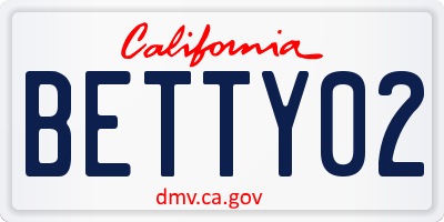 CA license plate BETTY02