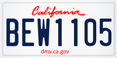 CA license plate BEW1105