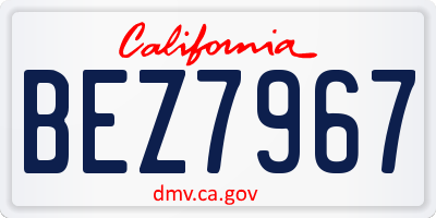 CA license plate BEZ7967