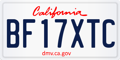 CA license plate BF17XTC