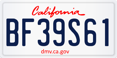 CA license plate BF39S61