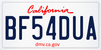 CA license plate BF54DUA