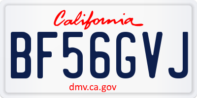 CA license plate BF56GVJ