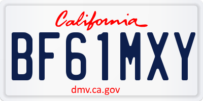 CA license plate BF61MXY