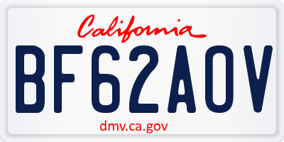 CA license plate BF62AOV