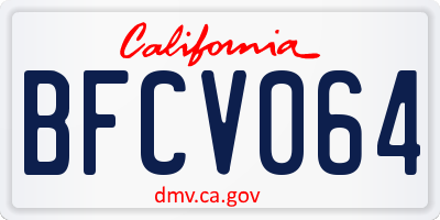 CA license plate BFCV064