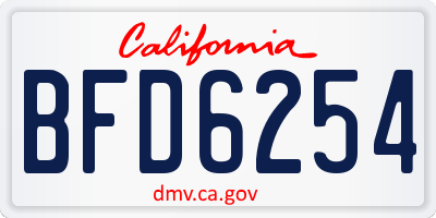 CA license plate BFD6254