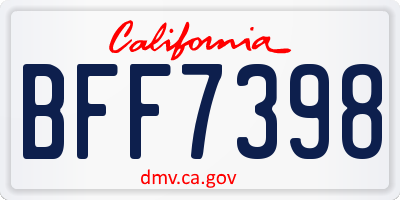 CA license plate BFF7398