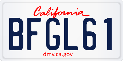 CA license plate BFGL61