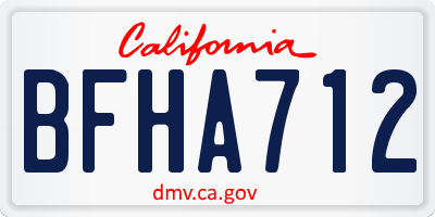 CA license plate BFHA712