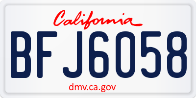 CA license plate BFJ6058