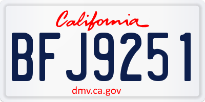 CA license plate BFJ9251