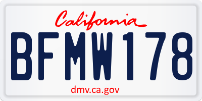 CA license plate BFMW178