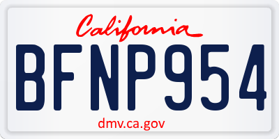 CA license plate BFNP954