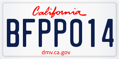 CA license plate BFPP014