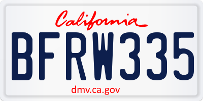 CA license plate BFRW335