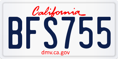 CA license plate BFS755