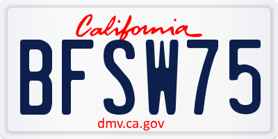 CA license plate BFSW75