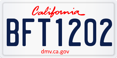 CA license plate BFT1202