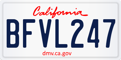 CA license plate BFVL247