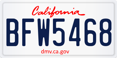 CA license plate BFW5468