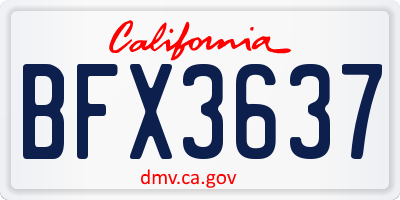 CA license plate BFX3637