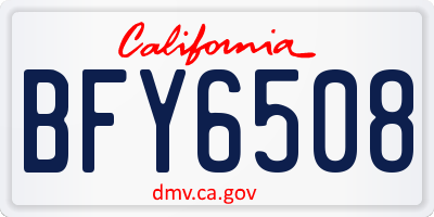 CA license plate BFY6508