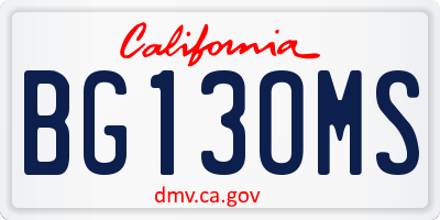 CA license plate BG13OMS