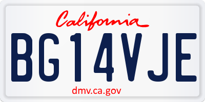 CA license plate BG14VJE