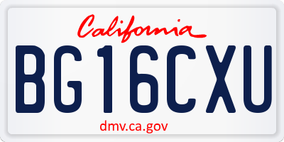 CA license plate BG16CXU