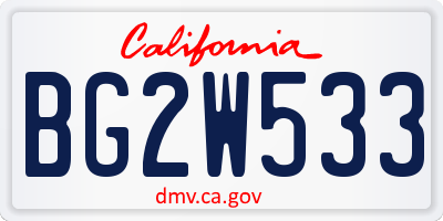 CA license plate BG2W533