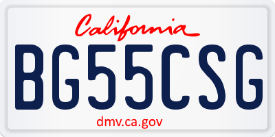 CA license plate BG55CSG