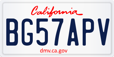 CA license plate BG57APV