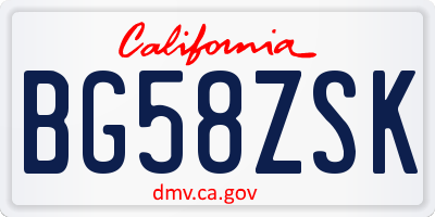 CA license plate BG58ZSK