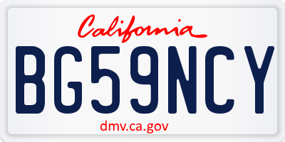 CA license plate BG59NCY